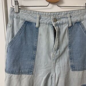 SHEIN Soft Blue Two Tone Casual Denim